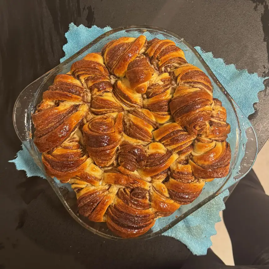 A cinnamon pull apart pastry, just out of the oven