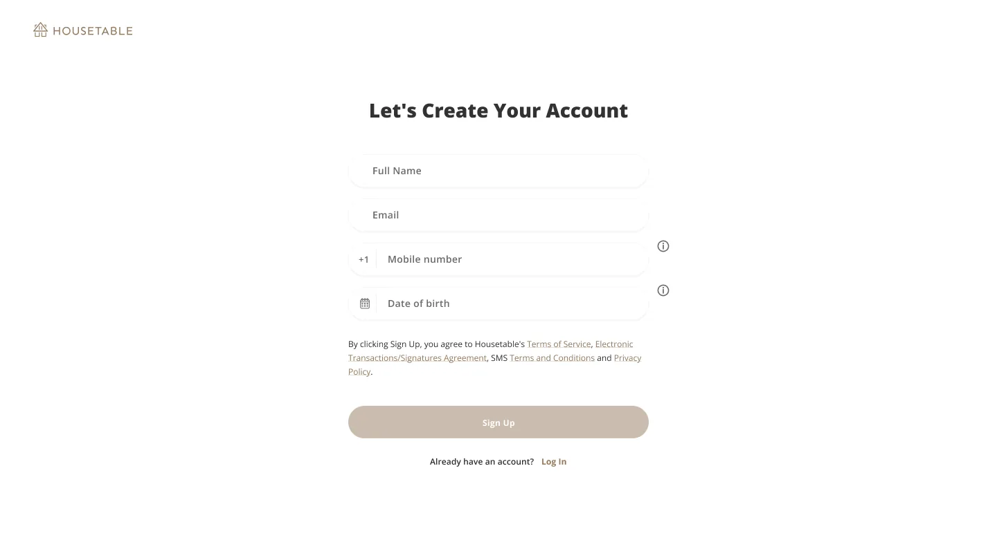 Pre-login step 01: Create your account